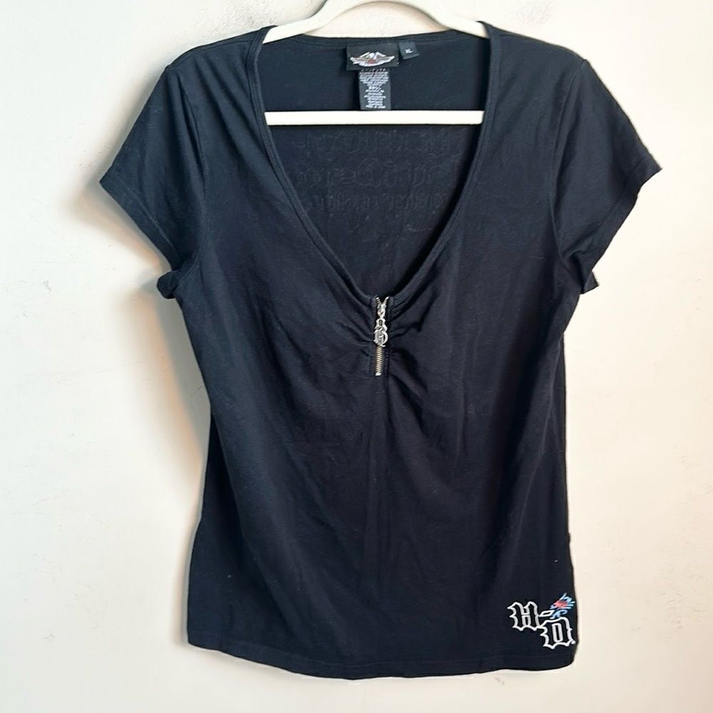 Harley Davidson Black Graphic Women’s T Shirt XL